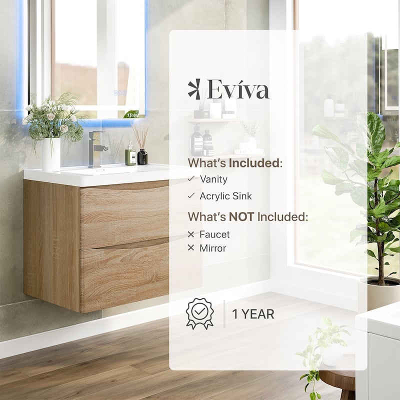 Eviva Smile 30 in. Bath Vanity with Integrated Acrylic Top