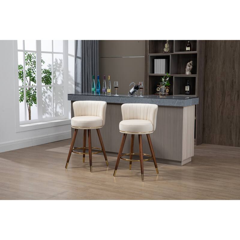 Counter Height Bar Stools Set of 2 for Kitchen Counter Solid Wood Legs