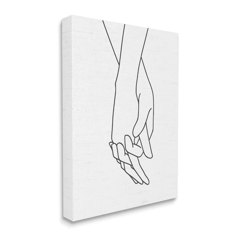 Stupell Romantic Holding Hands Outline Drawing Loving Couple Canvas Wall Art, Design by Lettered and Lined