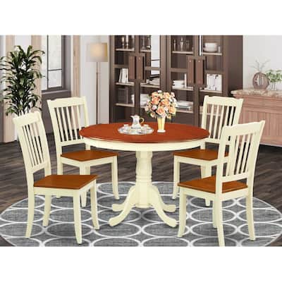 Asian Round Dining Set 5pc 42 Inch Table & 4 Chairs - Modern Furniture