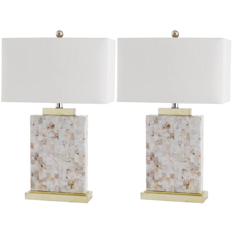 SAFAVIEH Lighting 25-inch Tory Sea Shell Table Lamp (Set of 2) - 15"x8"x24.5"