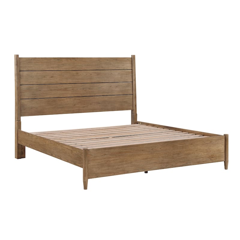 Brown Platform Bed 1pc Removable Headboard Cushion