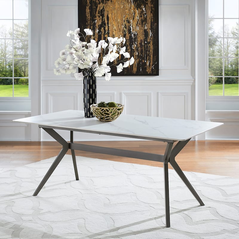 Vaduz 70" Iron Grey Metal Base 4-6 Person Dining Table