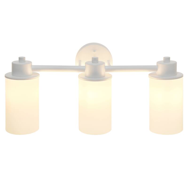 3-Light Vanity Light Fixture - Metal & White Glass Shade - Bathroom Uplight Downlight - Hallway Entryway - 7.5