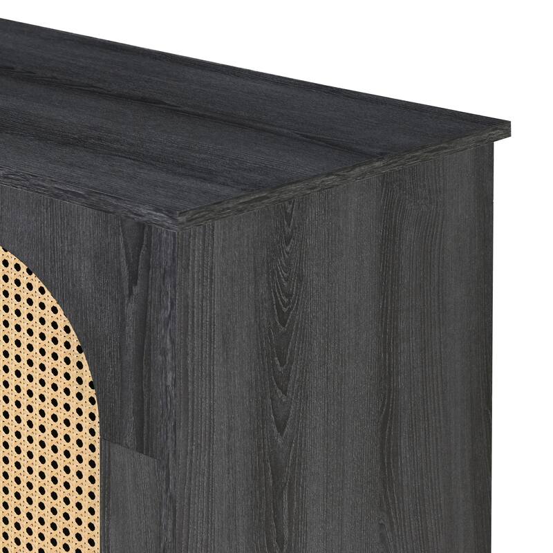 Sideboard with 3 Artificial Rattan Doors and Metal Handles