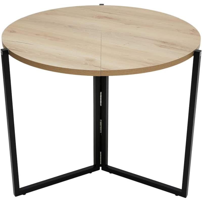 Natural Foldable Round Trifold Table 35" Space Saving Multi Use Design - Grey