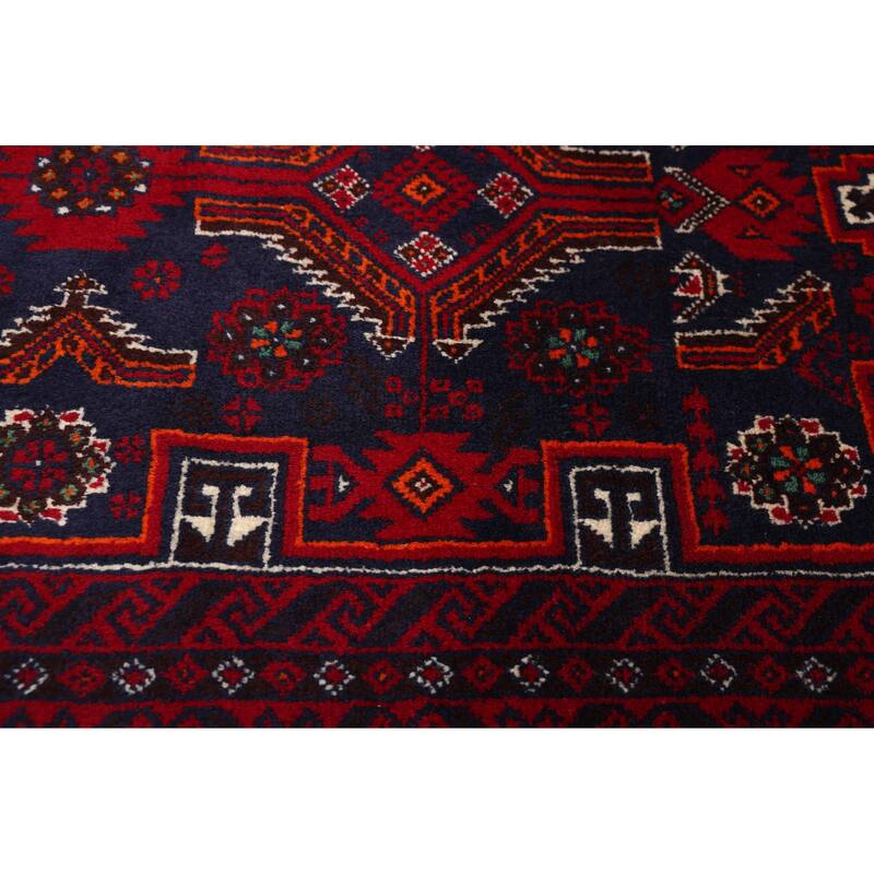 ECARPETGALLERY Hand-knotted Teimani Dark Navy, Red Wool Rug - 3'3 x 6'1