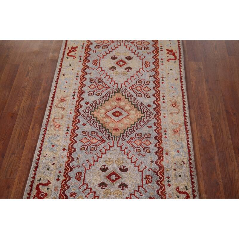Geometric Heriz Serapi Oriental Runner Rug Handmade Wool Carpet - 2'7"x 7'11"