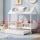 White Twin Wood House Bed with Trundle, Guardrail, Skylights - Bed Bath ...