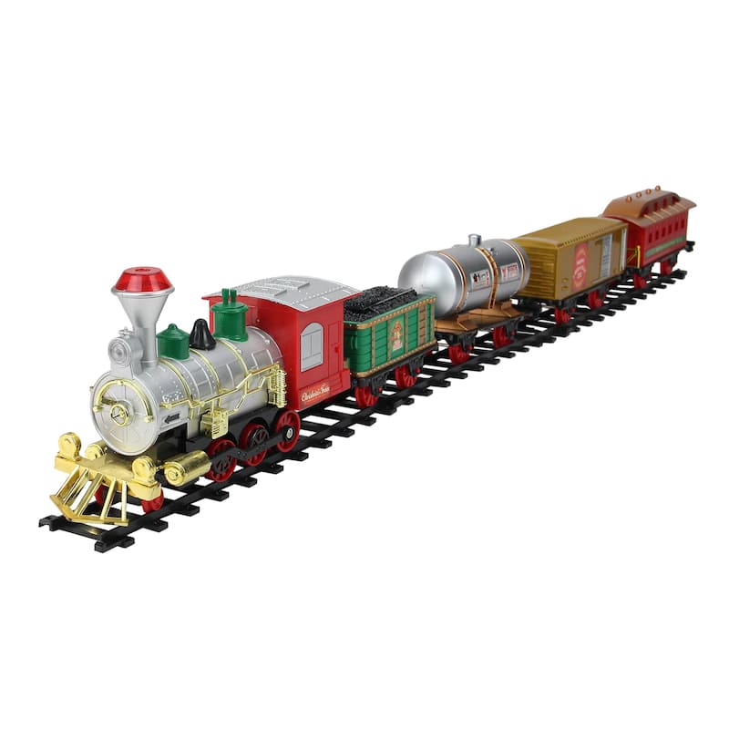 17-Piece Battery Operated Lighted and Animated Christmas Express Train Set with Sound - 9.25"