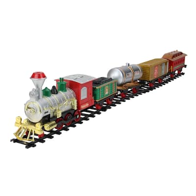 17-Piece Battery Operated Lighted and Animated Christmas Express Train Set with Sound - 9.25"