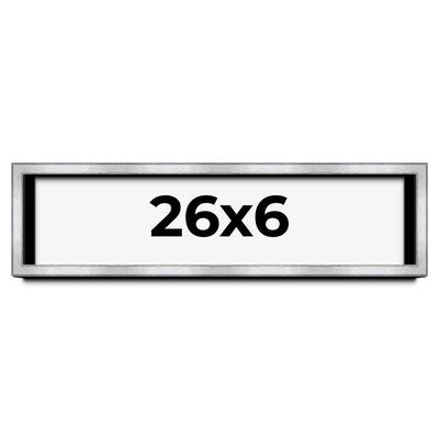 26x6 Shadow Box Frame Silver | 1.375 Inches Deep Real Wood