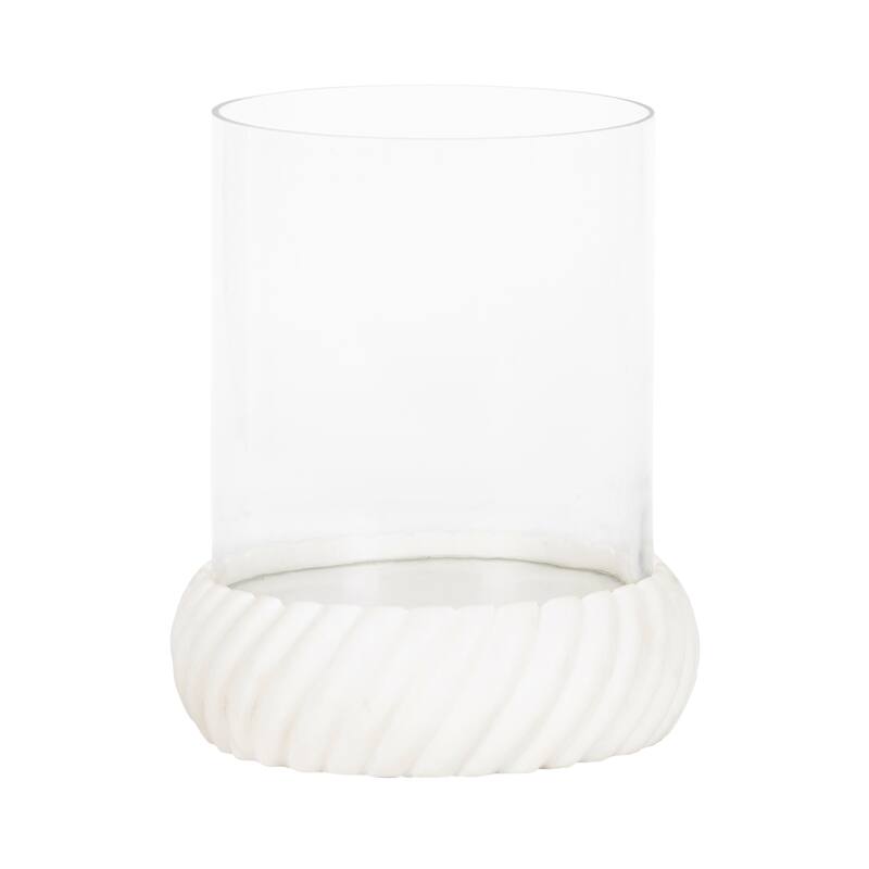 Kate and Laurel Trenza Marble Candle Holder - 8x8x9 - 8x8x9 - White