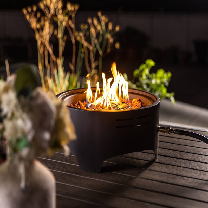 15" Propane Tabletop Gas Fire, 40000 BTU Round Steel Fire Pit