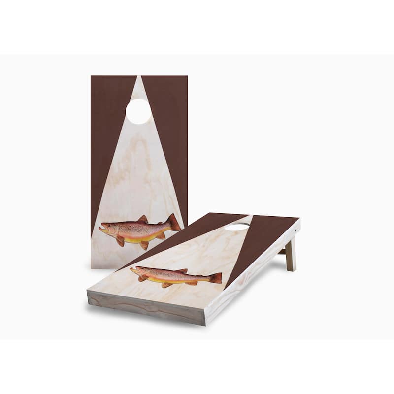 Wood Trout Corn Hole Board Set with Carry Case - 16 Years and Up