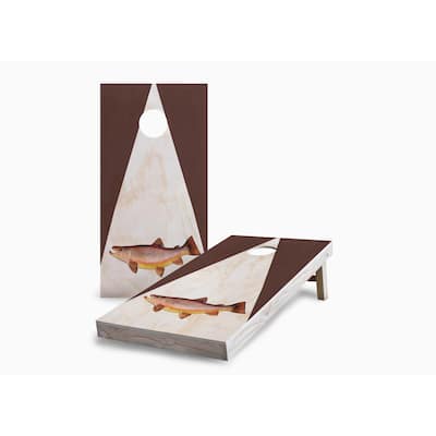 Wood Trout Corn Hole Board Set with Carry Case