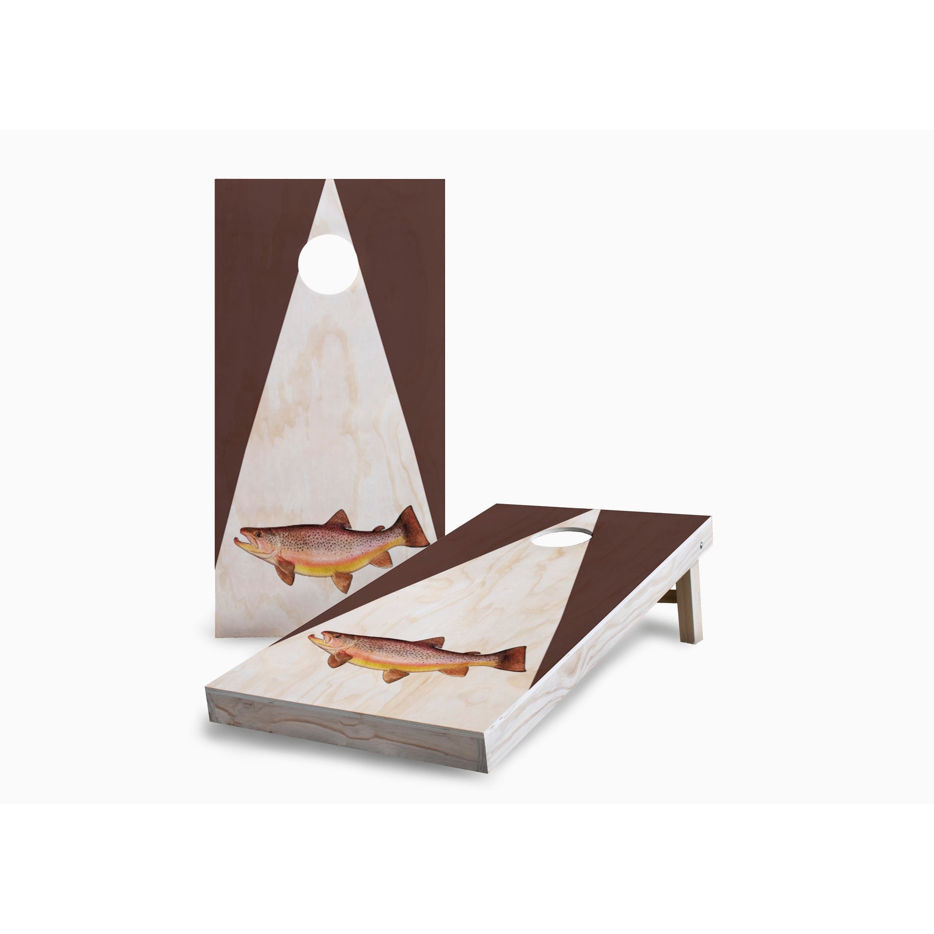 Wood Trout Corn Hole Board Set with Carry Case