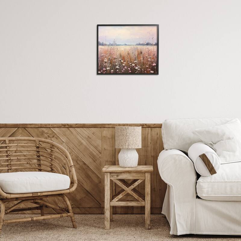 Stupell Neutral Tone Wildflower Field Framed Giclee Art Design By Arlington Prints