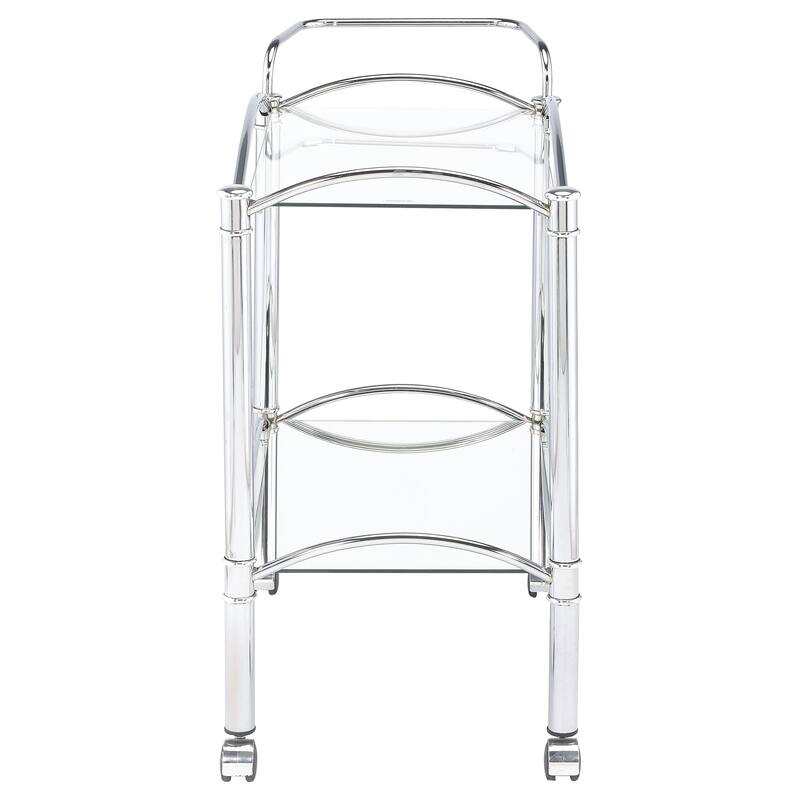 Shadix Chrome 2-tier Rectangular Glass Shelf Metal Bar Cart