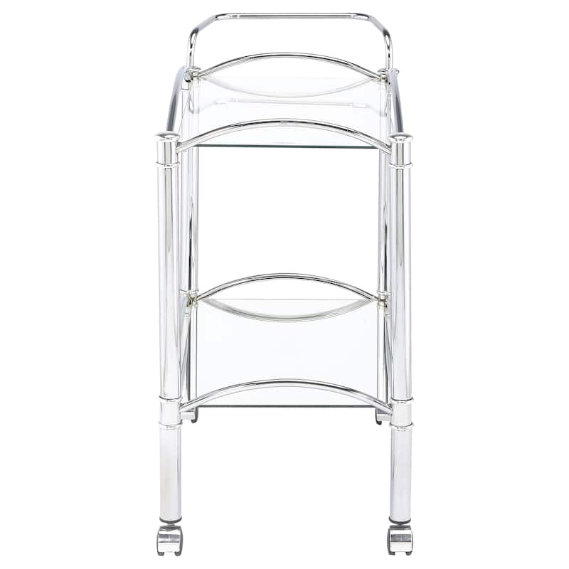 Porch & Den Chrome 2-Tier Rectangular Glass Shelf Metal Bar Cart