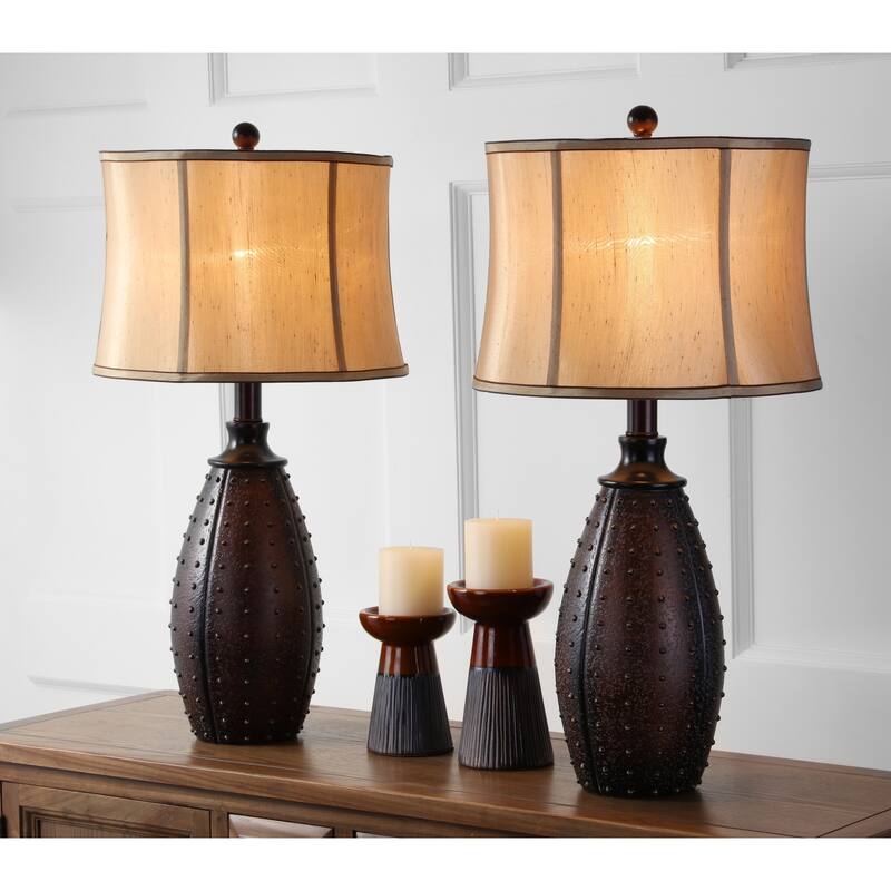 SAFAVIEH Lighting 28 - inch Traditions Brown Table Lamp (Set of 2). - 14"x14"x28.5"