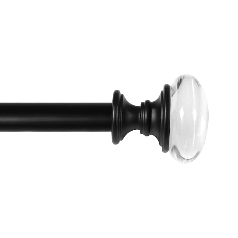 Lumi 3/4" Single Curtain Rod Brushed Nickel/ Black-Crystal Knob finial