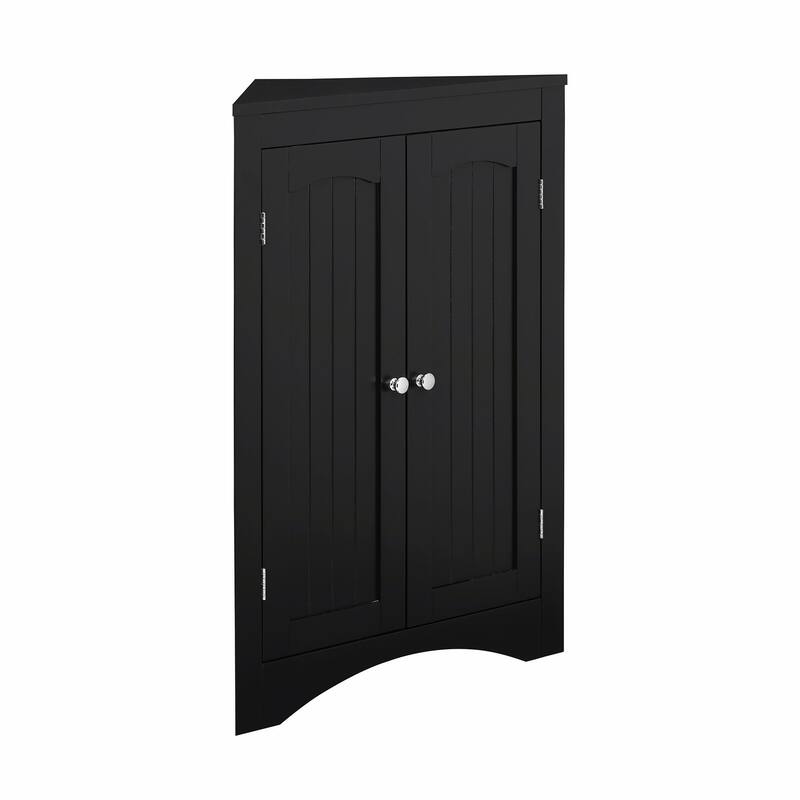 Corner Cabinet with Doors & Shelves: Ideal for Bathroom, Kitchen, or Living Room. Stylish Free-Standing Storage