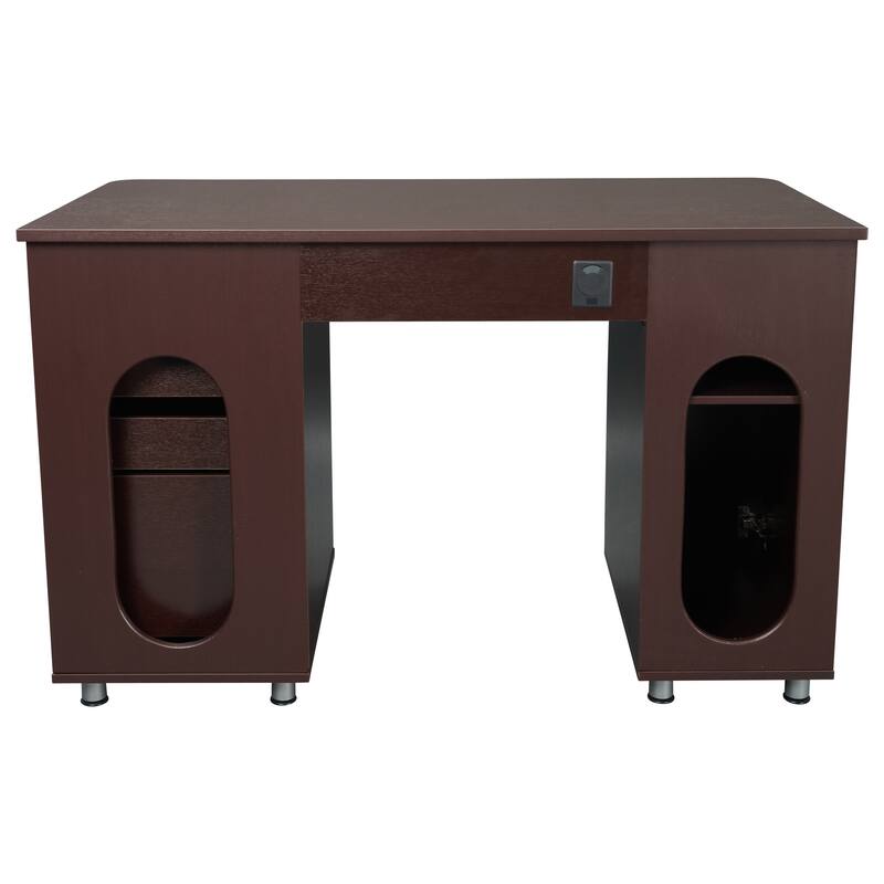 Solid Wood Computer Desk with Storage, Sliding Keyboard Shelf, and File Cabinet for Modern Workspaces