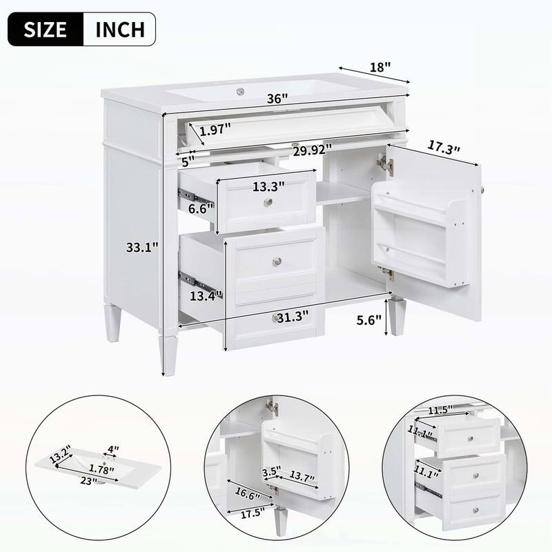 36'' Bathroom Vanity with Top Sink