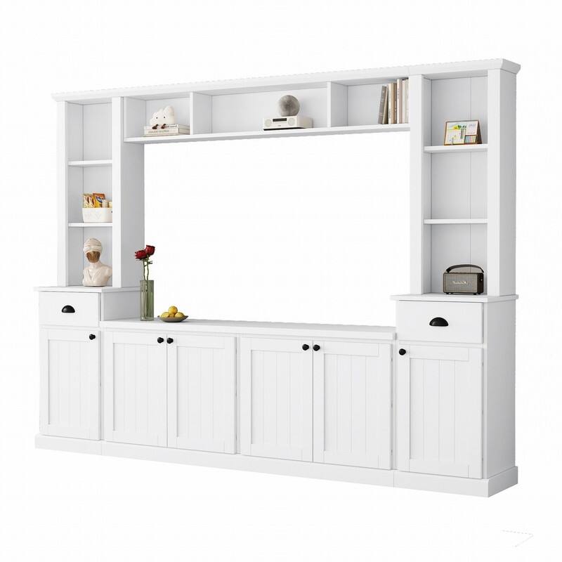 Modern 4-Piece Entertainment Wall Unit Set, Large TV Stand Media Console for TVs Up to 75"
