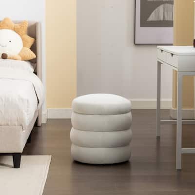 Soft Velvet Round Ottoman Footrest Stool