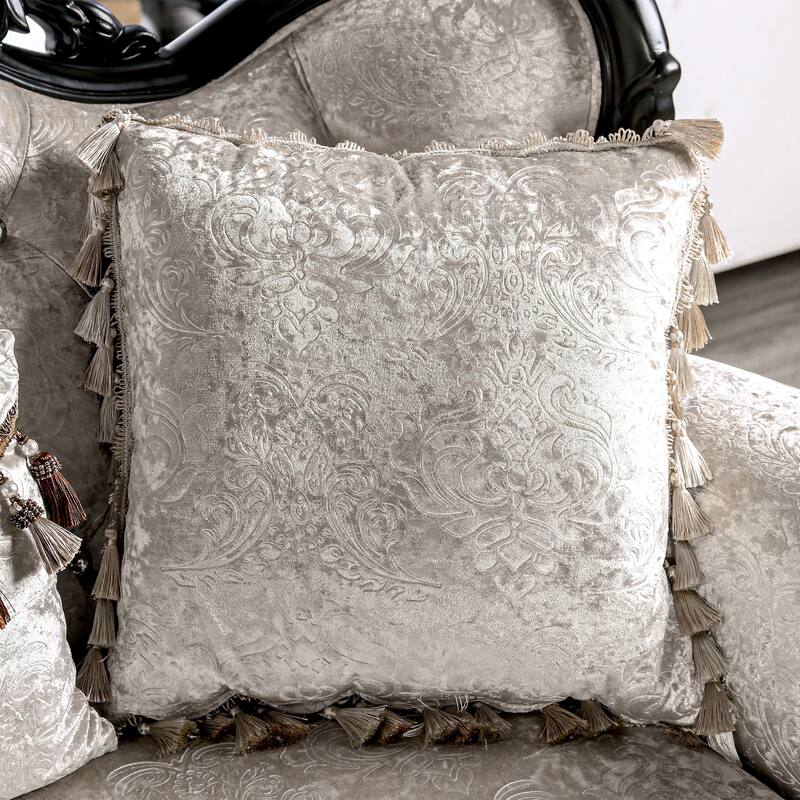 Furniture of America Clarissa Traditional Sofa Set with Button Tufted Back and Accent Pillow