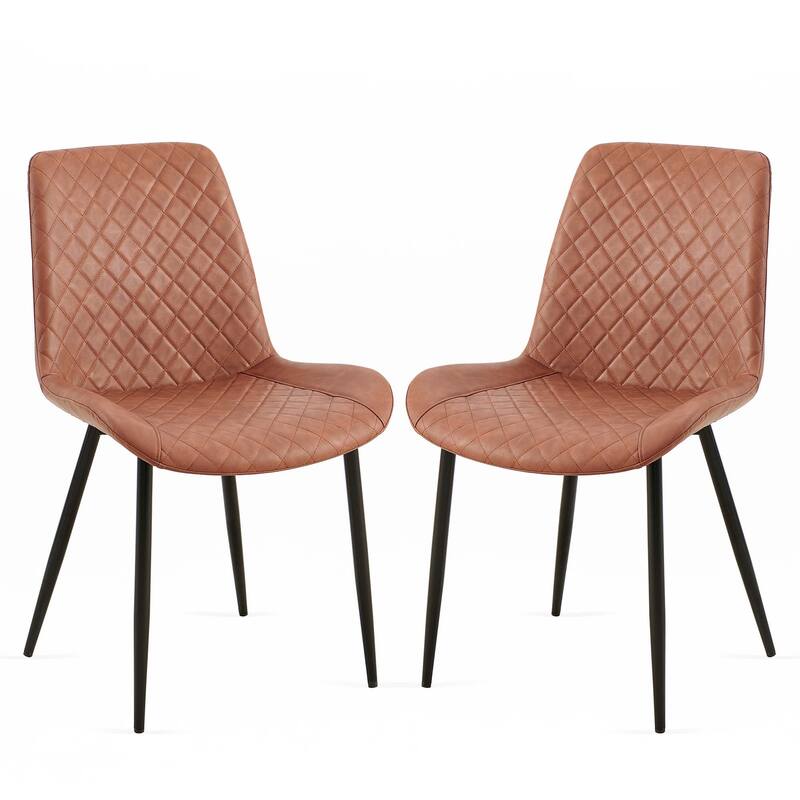 Mid-Century Leathaire Dining Chairs,Side Chair with Metal Legs