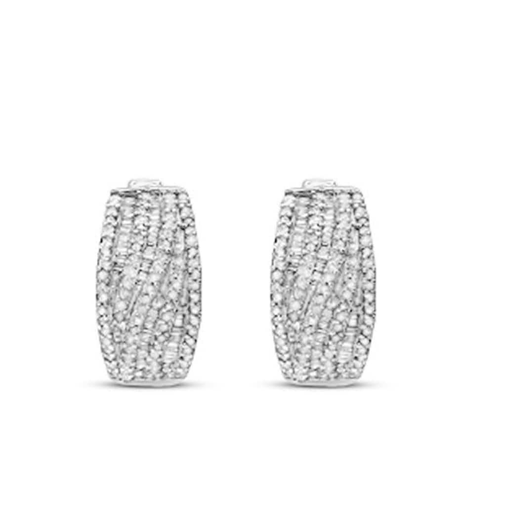EFFY 925 Sterling Silver Diamond Hoop Earrings