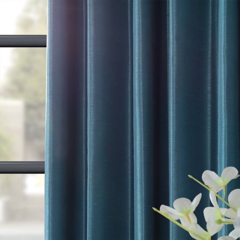 Exclusive Fabrics Blackout Textured Faux Dupioni Silk Curtains (1 Panel) - Luxurious Elegance and Superior Light Control