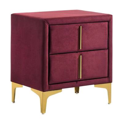 Red 2 Drawer 22.25 in. W Nightstand with Faux Leather Upholstery