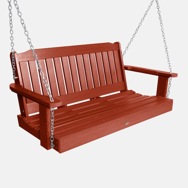 Highwood Lehigh 4-Foot Eco-friendly Synthetic Wood Porch Swing - Rustic Red