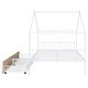 preview thumbnail 11 of 28, Full Size Metal House Bed with Two Drawers and Roof for Kids, Boys and Girls, Bedroom
