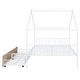 preview thumbnail 11 of 13, White Full Size Metal House Bed with Two Drawers and Roof
