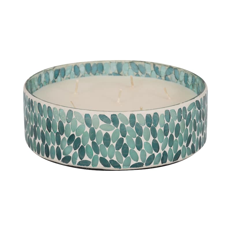 Sagebrook Home Glass, 8" 49 Oz Crackled Bowl Scented Candle, 3"H - 8" x 8" x 3"