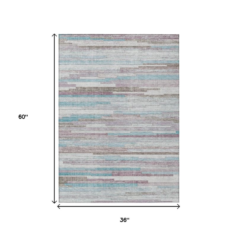 HomeRoots Striped Transitional Rectangle Outdoor Rug