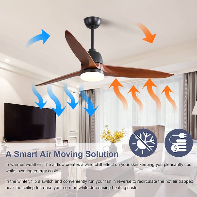 Clihome 56 In. Ceiling Fan Light With Remote Energy-saving DC Motor