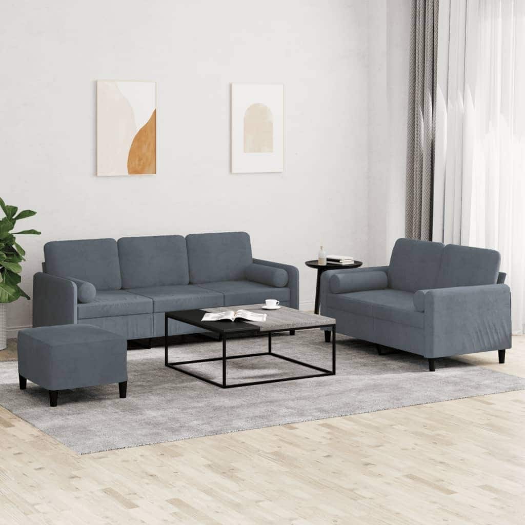 vidaXL Sofa Set Accent Couch Sectional Sofa for Living Room 2 Piece Velvet - 30.3 x 78.0 x 31.5 in