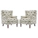 preview thumbnail 68 of 85, 2 Set Transitional Patterned Wingback Accent Chairs with NailHead