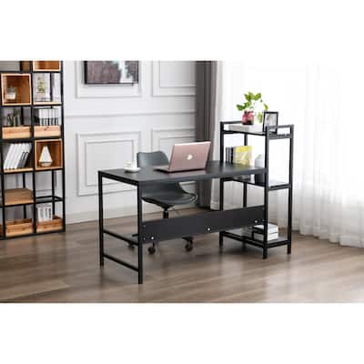 L-shape computer deks,Home Office Desk with Storage Bookshelf