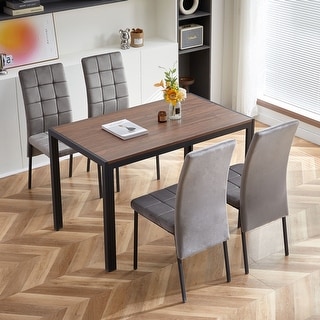 Veneered MDF Wood Structure Rectangular Walnut Dining Table - Bed Bath ...