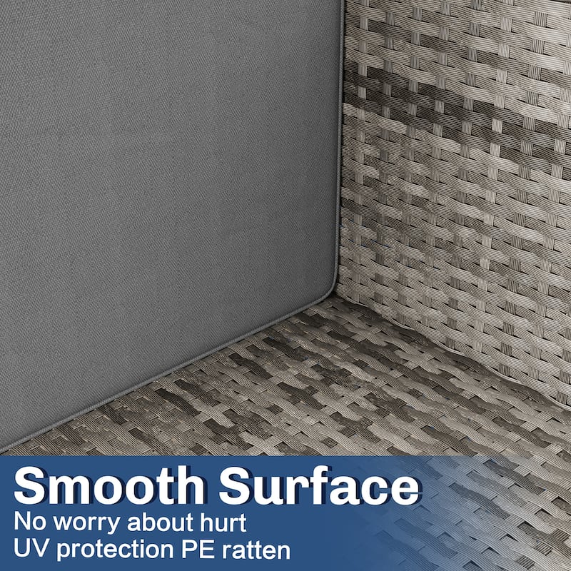 3-Piece Outdoor Wicker Sectional Sofa Set, Patio Furniture with Chaise Lounge & Coffee Table - N/A