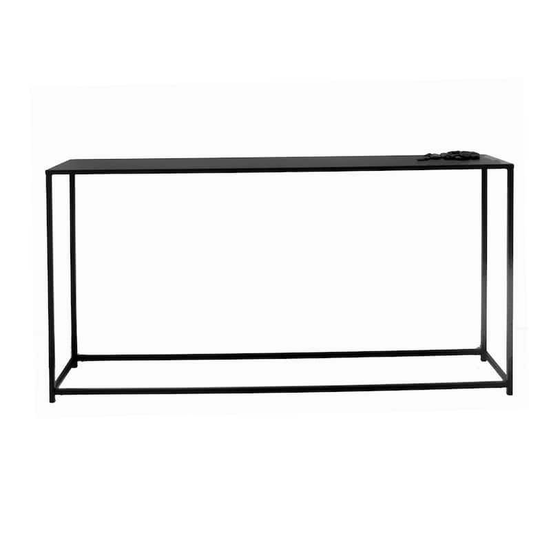 Eme 56 Inch Console Sofa Table, Rectangular Top, Modern Black Metal Frame