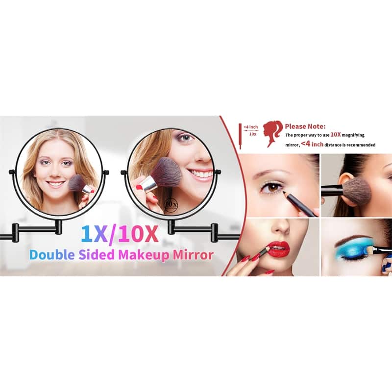 8 Inch 1x/10x Magnifying Double Sided Wall Mounted Makeup Mirror