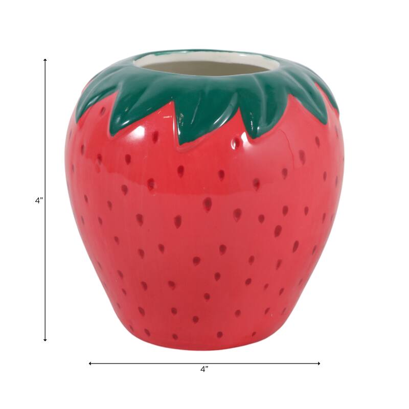 Decorative Strawberry Pencil Cup Storage - 4", Red - 4.0"
